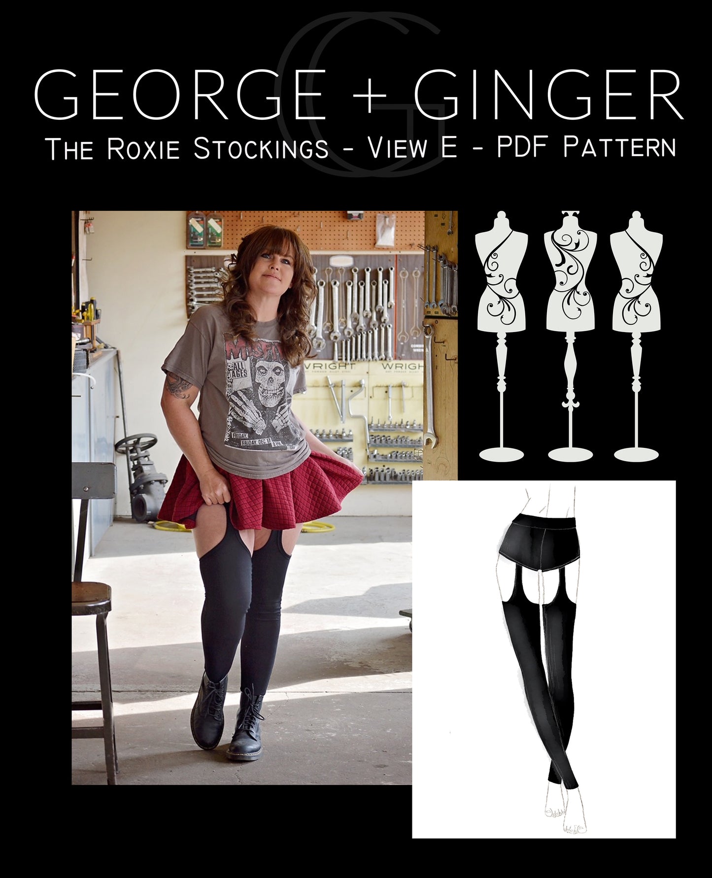 The Roxie Stockings Cutout Bundle PDF Sewing Pattern