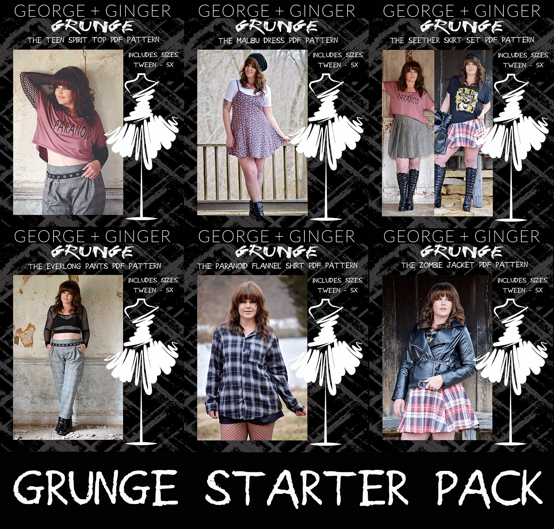 Grunge Starter Pack Collection PDF Sewing Pattern George And Ginger Patterns Grunge Starter Pack Collection PDF Sewing Pattern George And Ginger Patterns