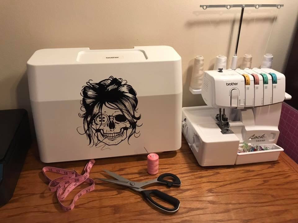 Sewing Skull (Hairstyle #3) Digital Cut File