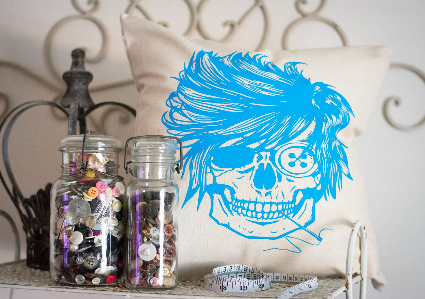 Sewing Skull (Hairstyle #8) Digital Cut File