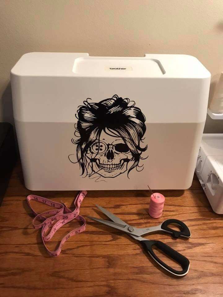Sewing Skull (Hairstyle #3) Digital Cut File