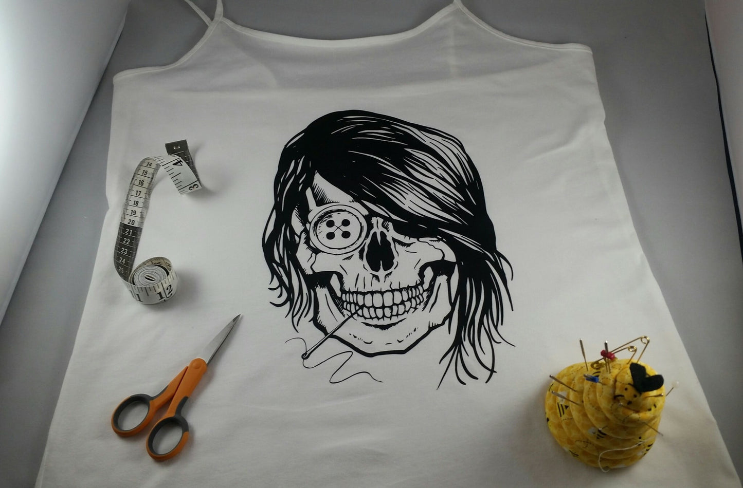 Sewing Skull (Hairstyle #12) Digital Cut File