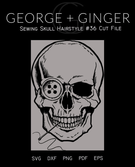 Sewing Skull (Hairstyle #36) Digital Cut File