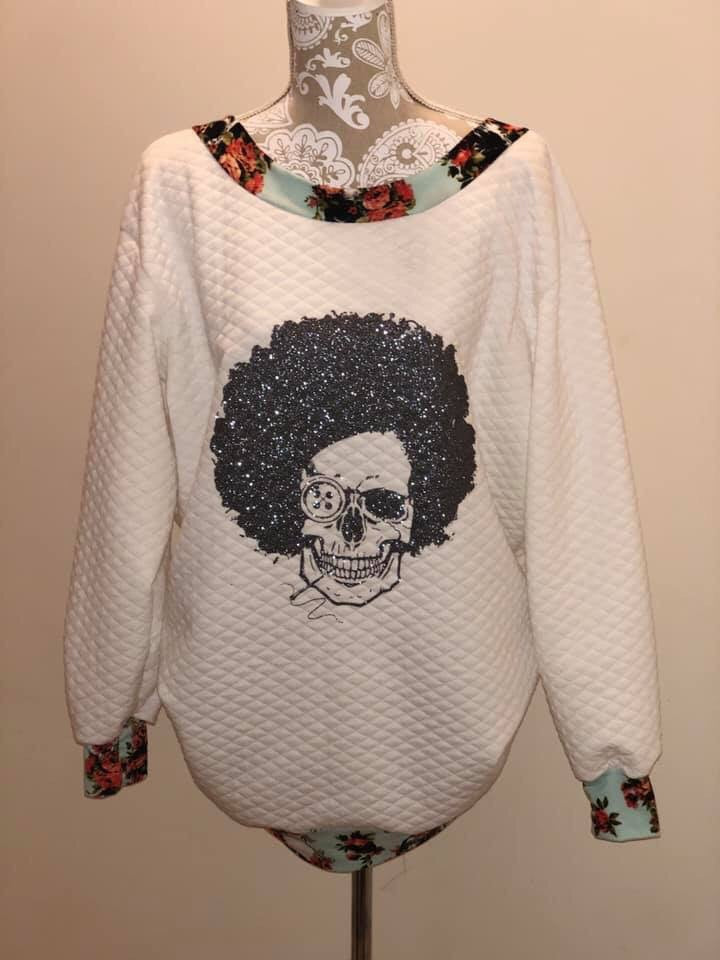 Sewing Skull (Hairstyle #30) Digital Cut File