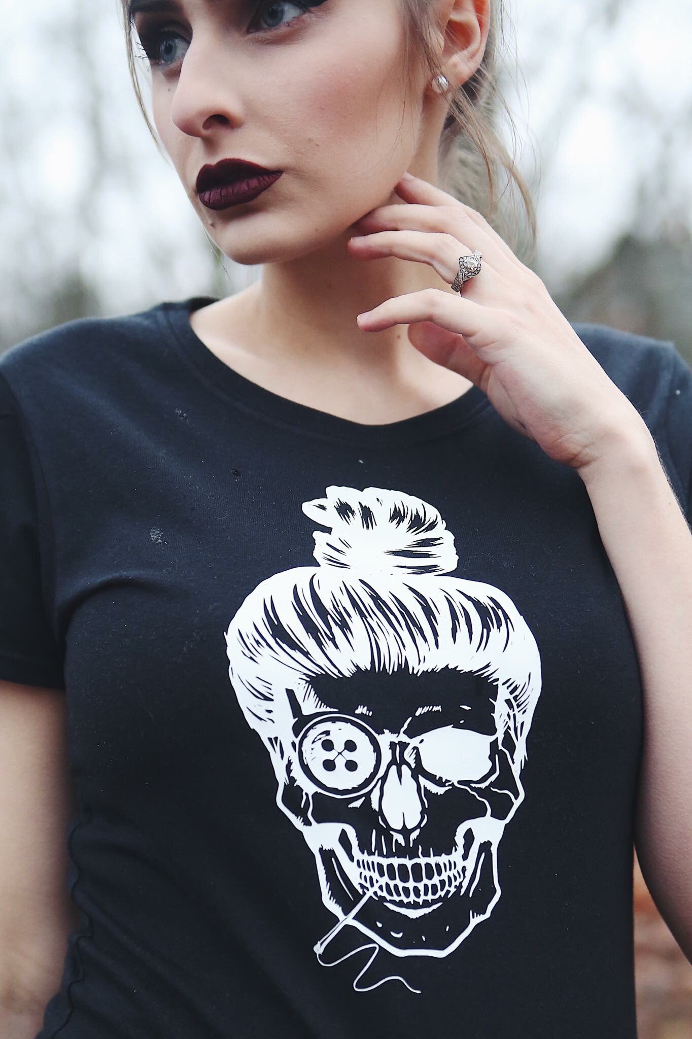 Sewing Skull (Hairstyle #25) Digital Cut File