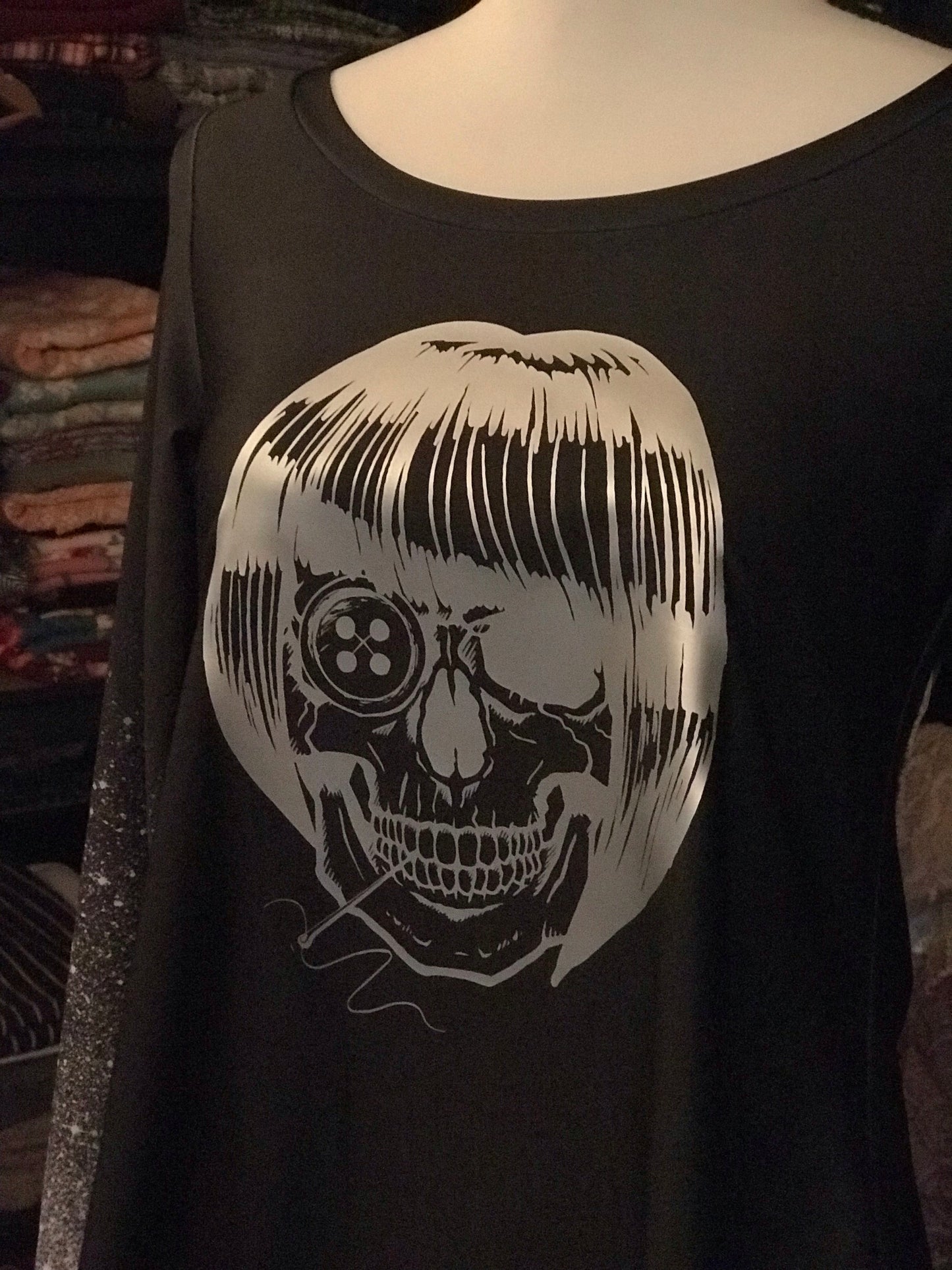 Sewing Skull (Hairstyle #16) Digital Cut File