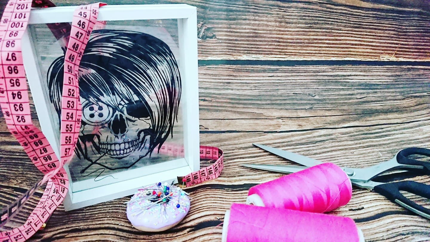 Sewing Skull (Hairstyle #9) Digital Cut File