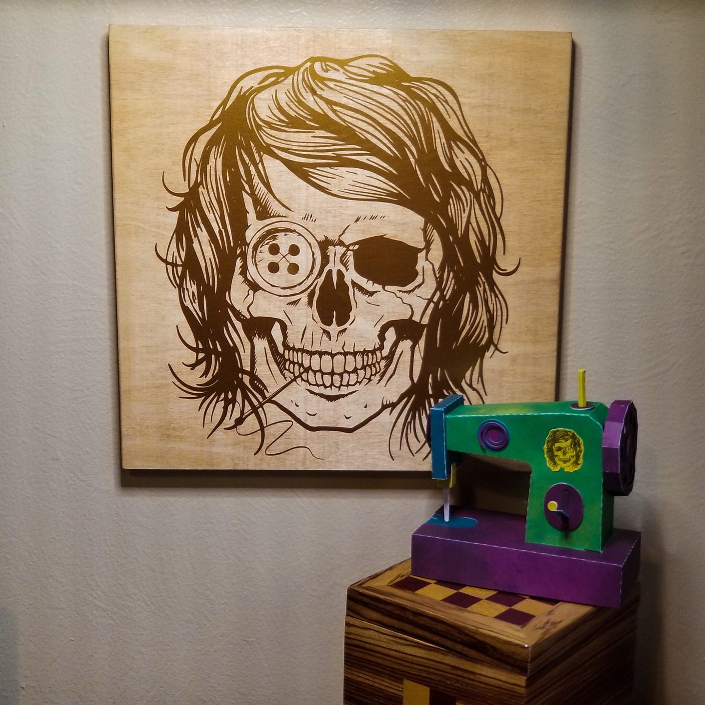Sewing Skull (Hairstyle #5) Digital Cut File