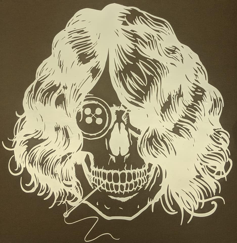Sewing Skull (Hairstyle #2) Digital Cut File