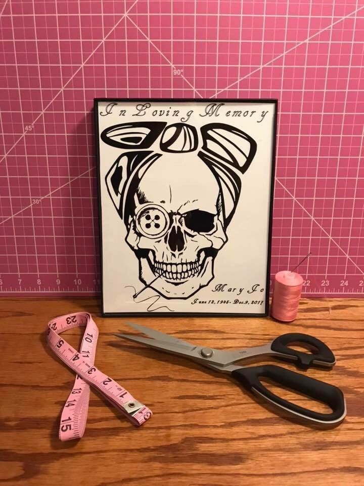 Sewing Skull (Hairstyle #35) Digital Cut File