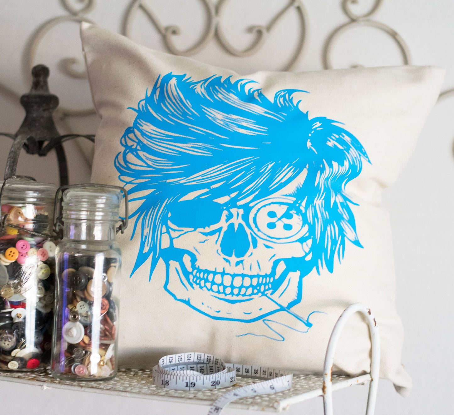 Sewing Skull (Hairstyle #8) Digital Cut File