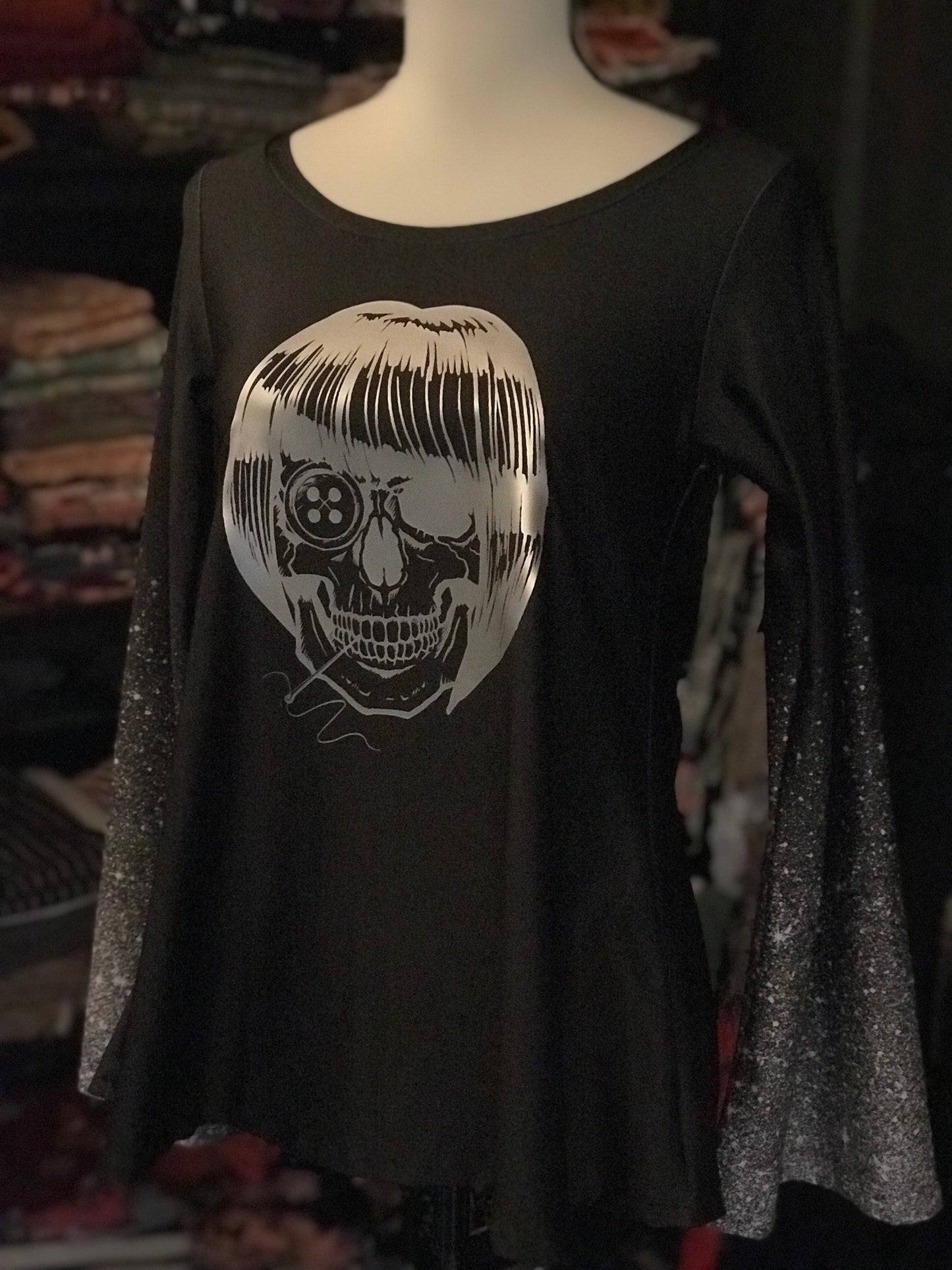 Sewing Skull (Hairstyle #16) Digital Cut File