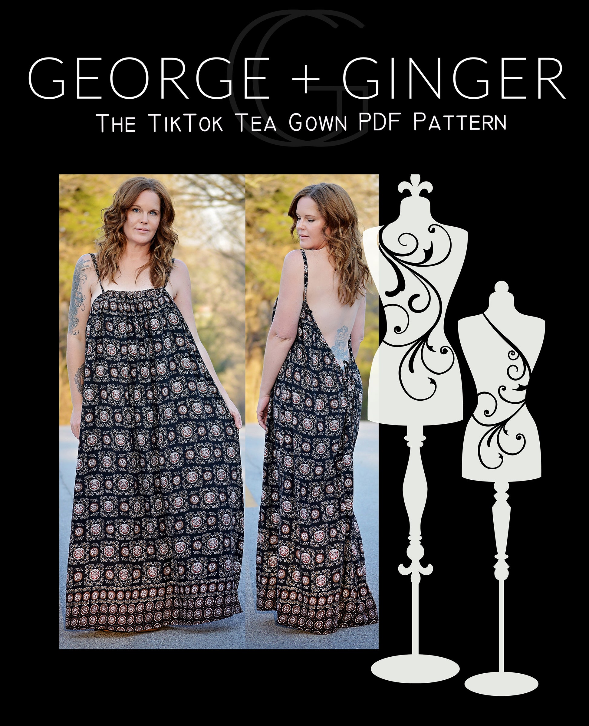 The TikTok Tea Gown PDF Sewing Pattern George And Ginger Patterns The TikTok Tea Gown PDF Sewing Pattern George And Ginger Patterns