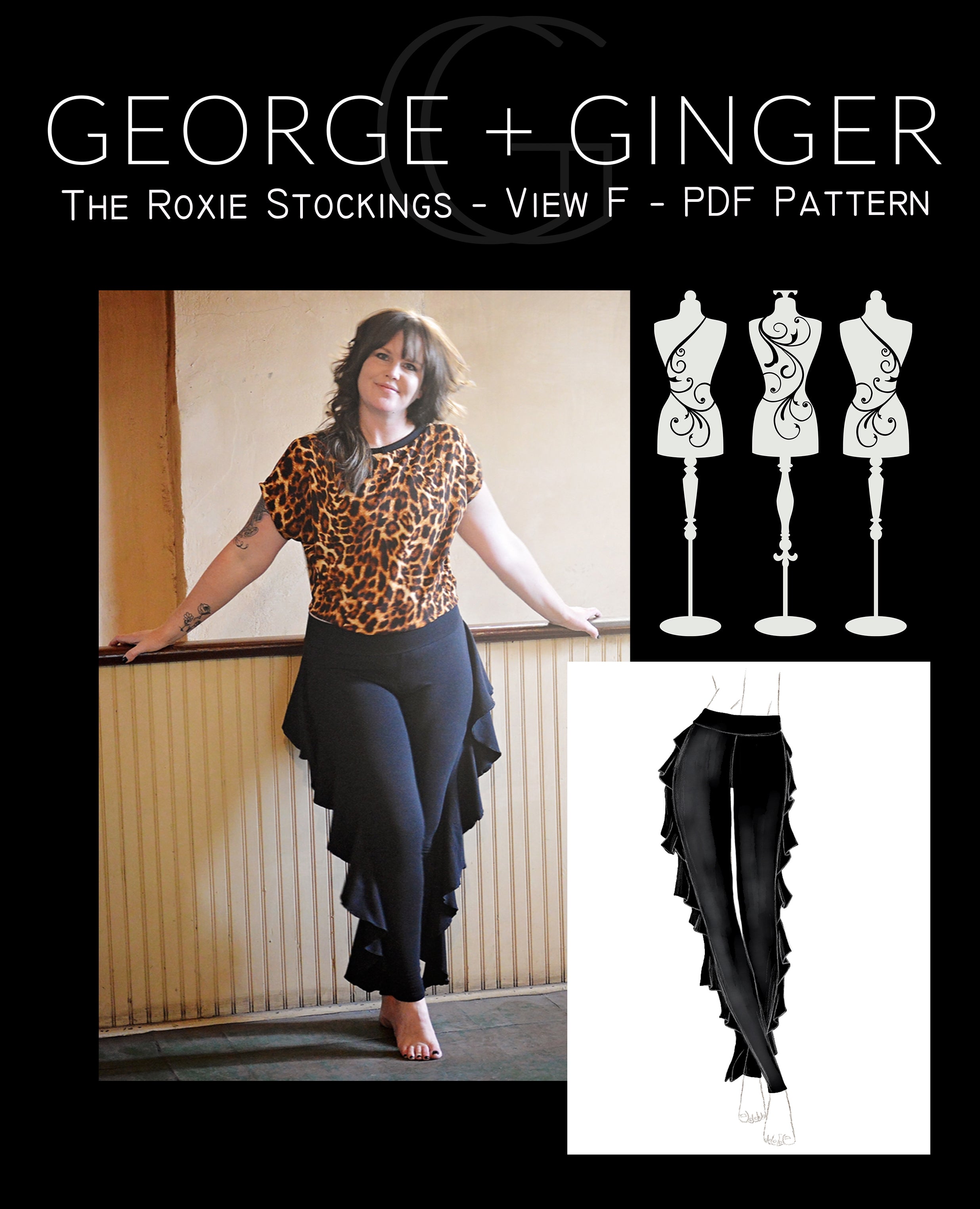 George Ginger Patterns View F - The Roxie Stockings PDF Sewing Pattern – George And Ginger ...