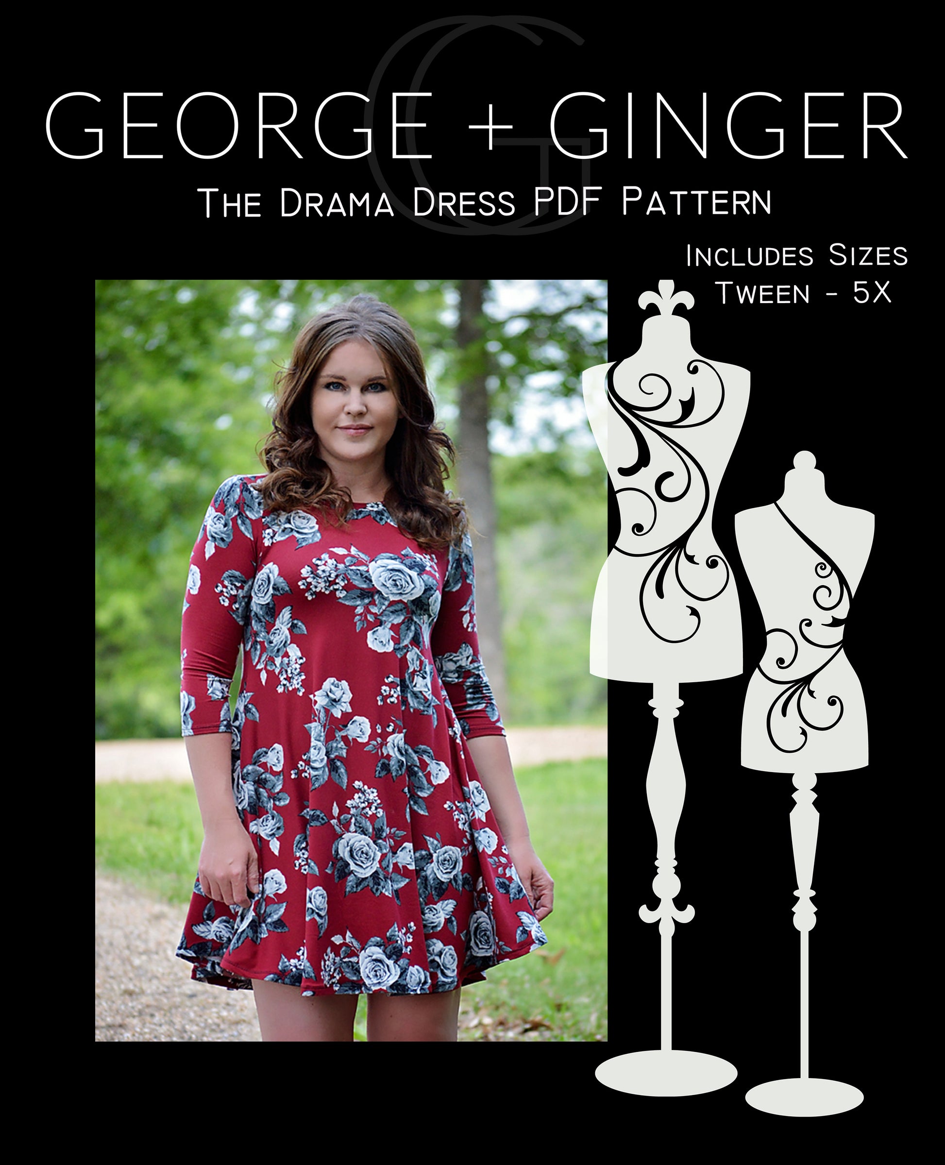 dress design sewing V Neck Maxi Dress PDF Women's Sewing Pattern 'Daisy'