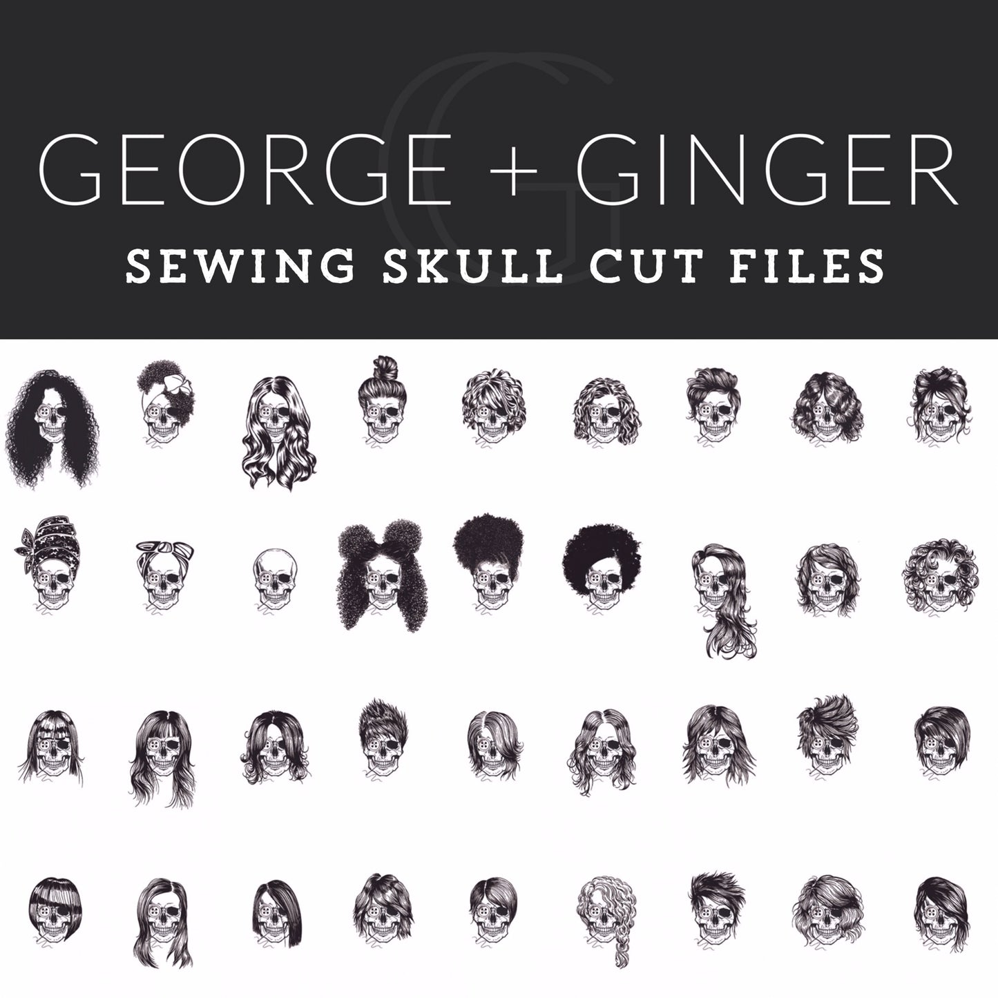 Sewing Skull (Full Set Bundle) Digital Cut File