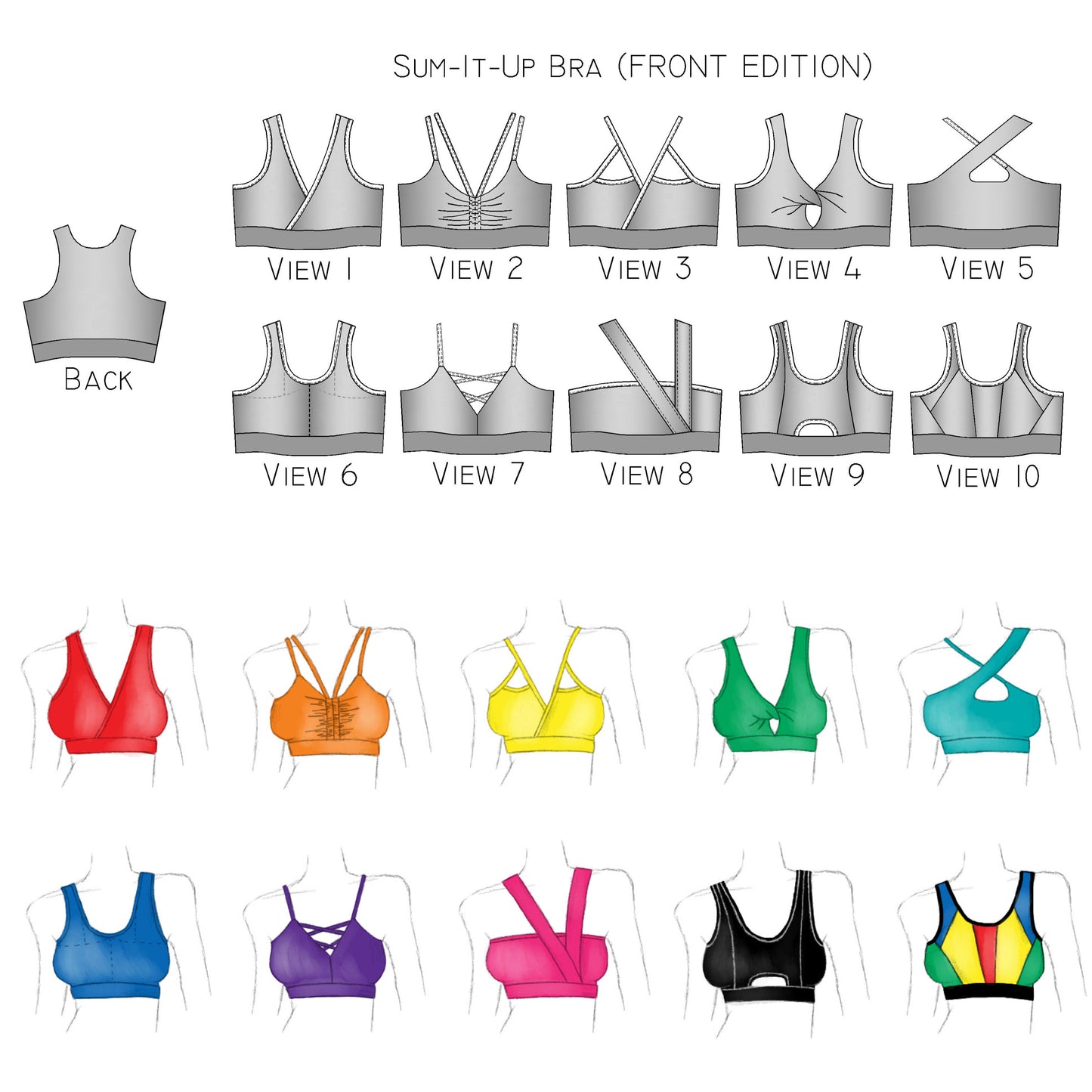 The Sum It Up Bra (Front Edition) PDF Sewing Pattern